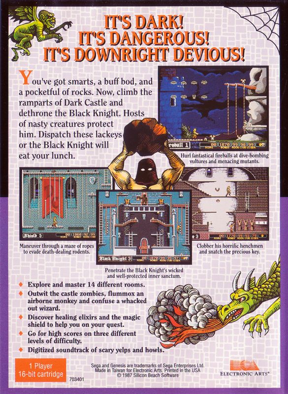 Back Cover for Dark Castle (Genesis)