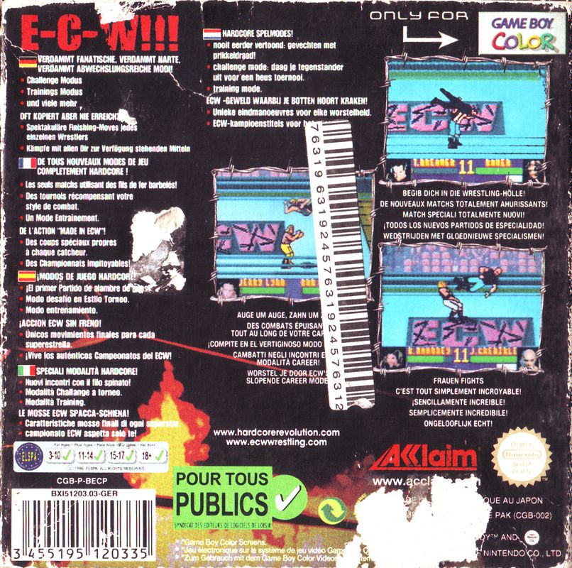 Back Cover for ECW Hardcore Revolution (Game Boy Color)