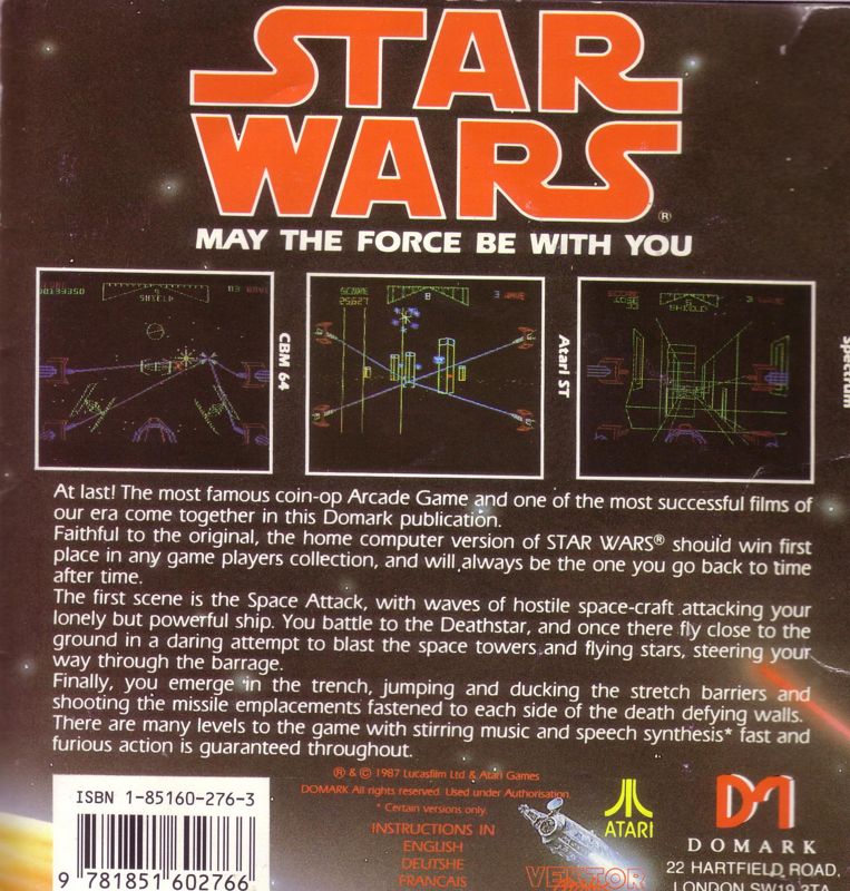 Back Cover for Star Wars (Atari ST)