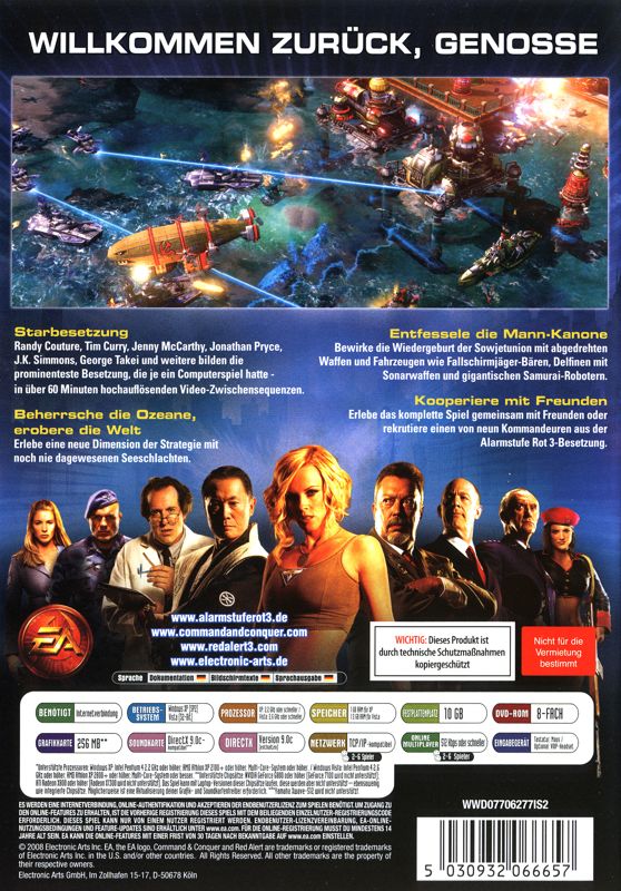 Back Cover for Command & Conquer: Red Alert 3 (Windows): Reverse