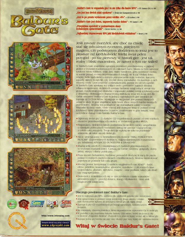 Back Cover for Baldur's Gate (Windows) (First Release)