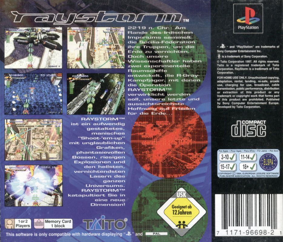 Back Cover for RayStorm (PlayStation)