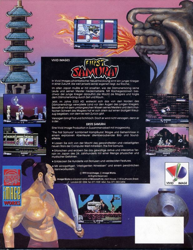 Back Cover for First Samurai (Amiga)