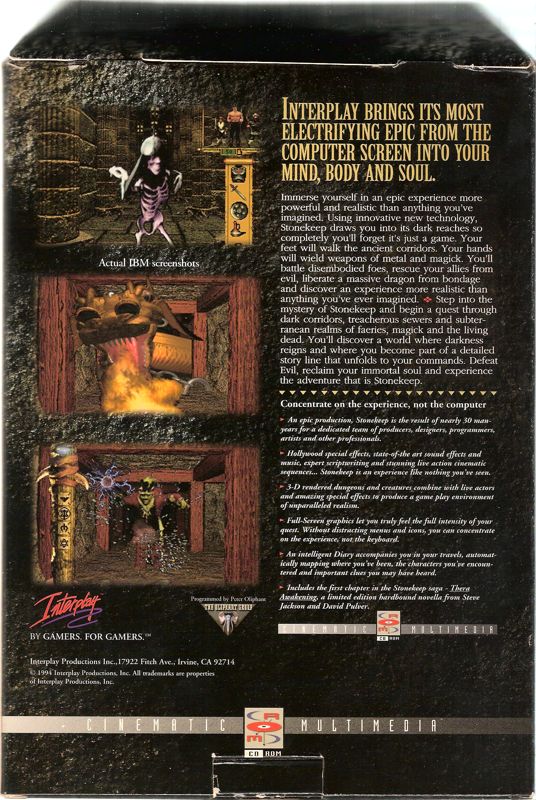Back Cover for Stonekeep (DOS) (Tombstone shape)