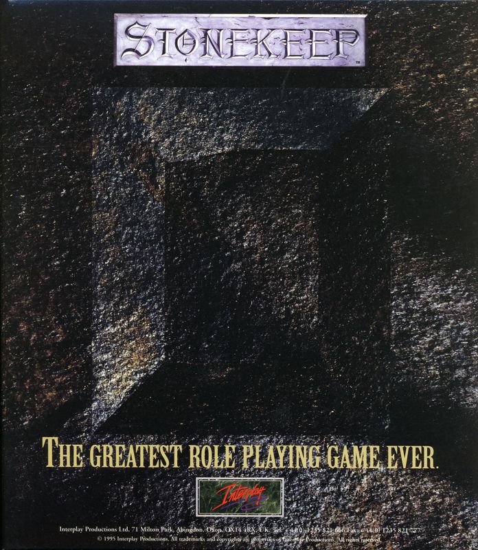 Inside Cover for Stonekeep (DOS): Cardbox Inlay