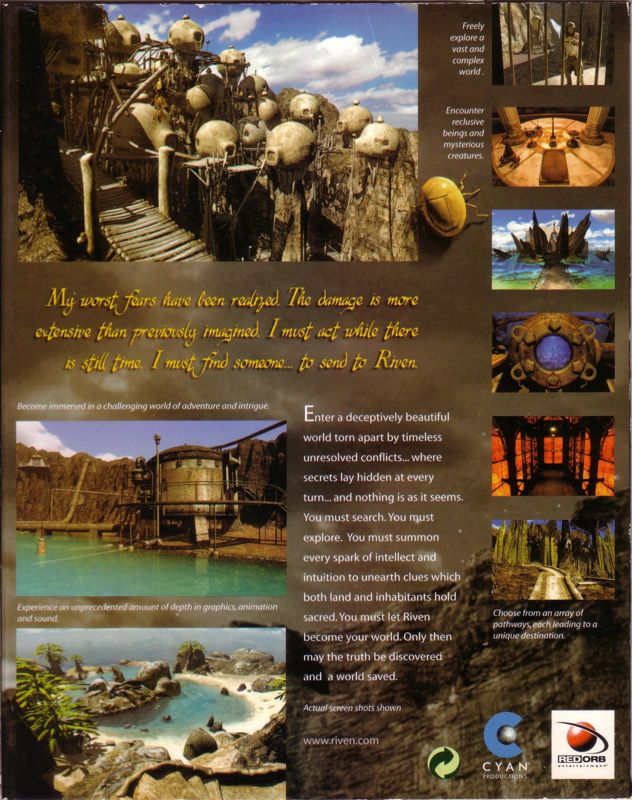 Back Cover for Riven: The Sequel to Myst (Macintosh and Windows)