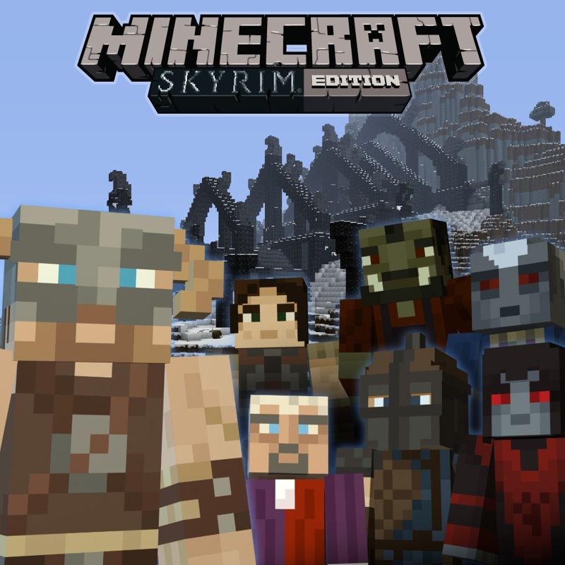 Front Cover for Minecraft: PlayStation 4 Edition - Skyrim Mash-up (PS Vita and PlayStation 3 and PlayStation 4) (PSN release)