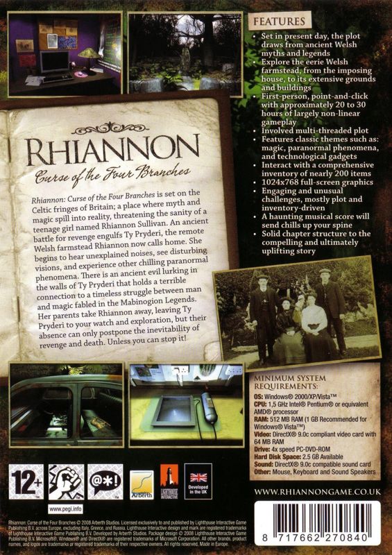 Back Cover for Rhiannon: Curse of the Four Branches (Windows)