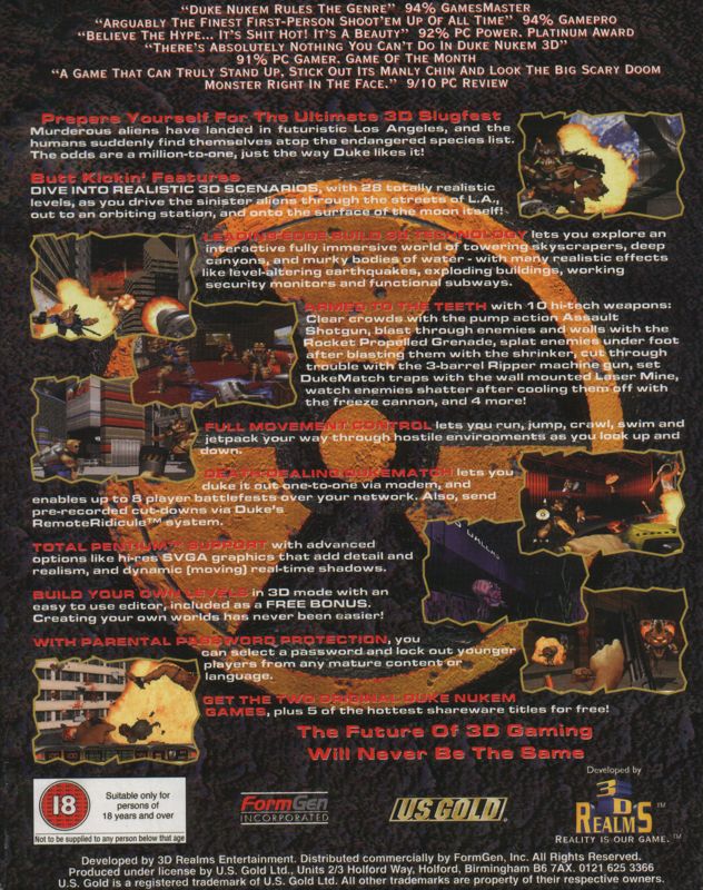 Back Cover for Duke Nukem 3D (DOS)