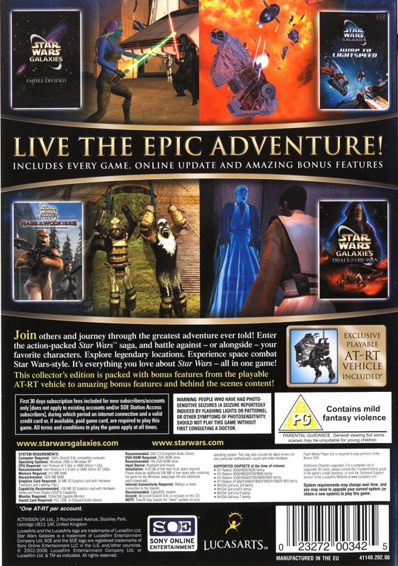 Back Cover for Star Wars: Galaxies - The Complete Online Adventures (Windows)