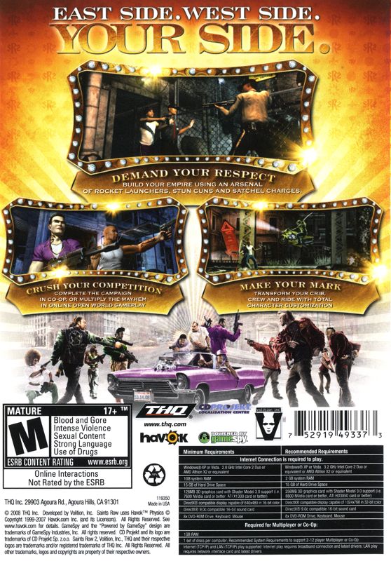 Back Cover for Saints Row 2 (Windows)