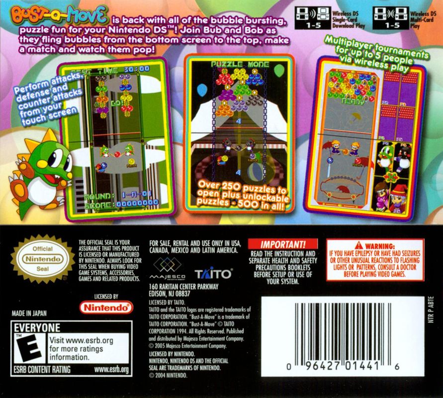 Back Cover for Bust-a-Move DS (Nintendo DS)