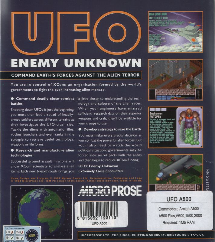 Back Cover for X-COM: UFO Defense (Amiga)