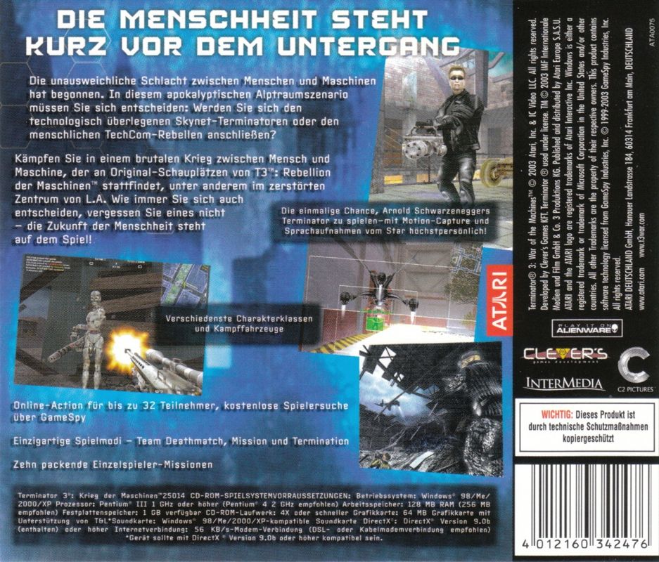 Back Cover for Terminator 3: War of the Machines (Windows) (Software Pyramide Release)
