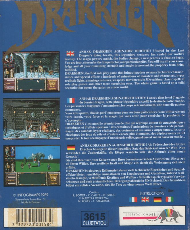Back Cover for Drakkhen (Amiga)