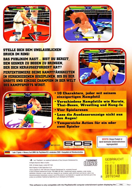 Back Cover for World Fighting (PlayStation 2)