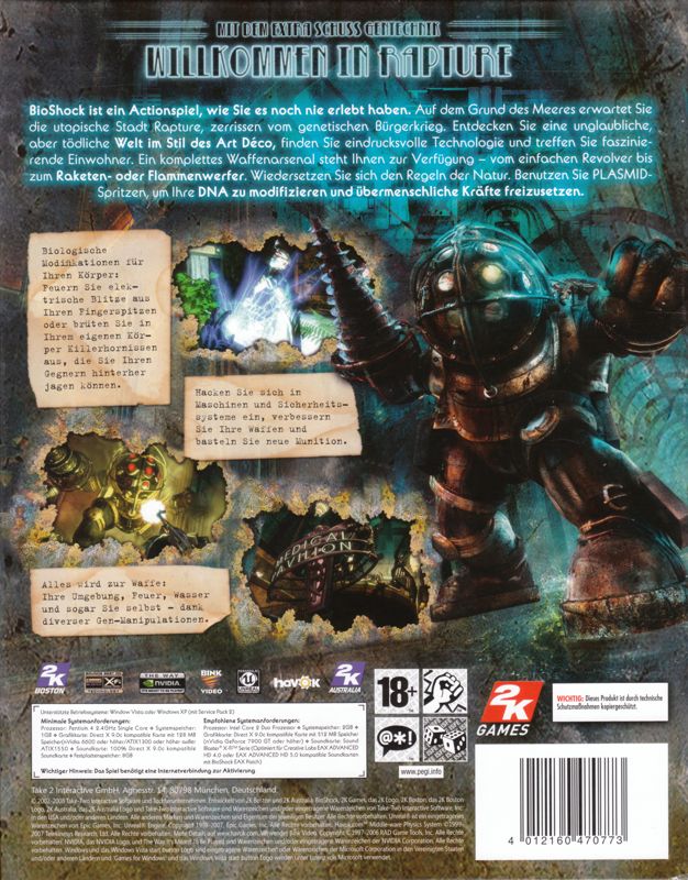 Back Cover for BioShock (Windows) (Software Pyramide release)