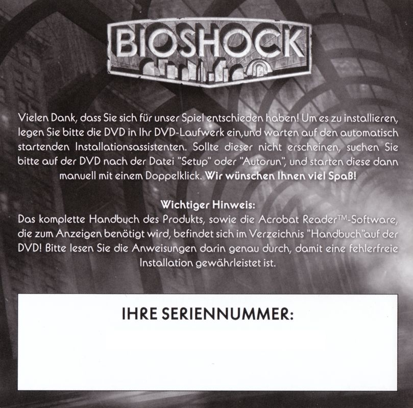 Other for BioShock (Windows) (Software Pyramide release): Jewel Case - Inside Left