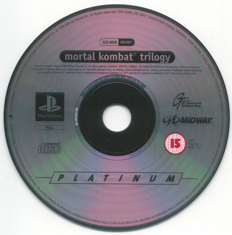 Media for Mortal Kombat Trilogy (PlayStation) (Platinum release)
