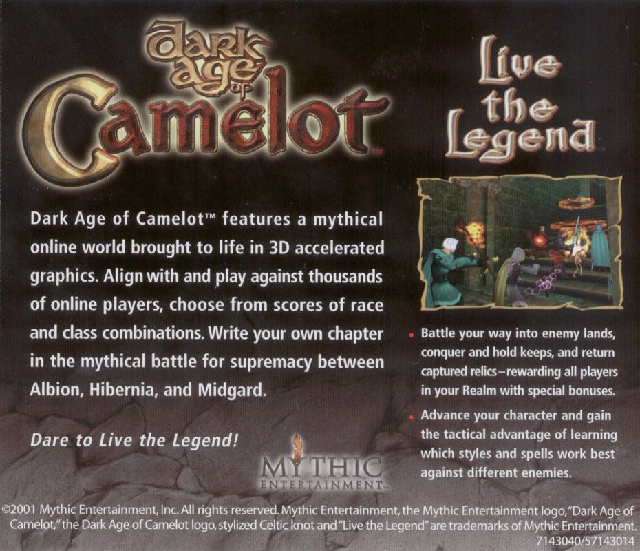 Other for Dark Age of Camelot (Windows): Jewel Case - Back