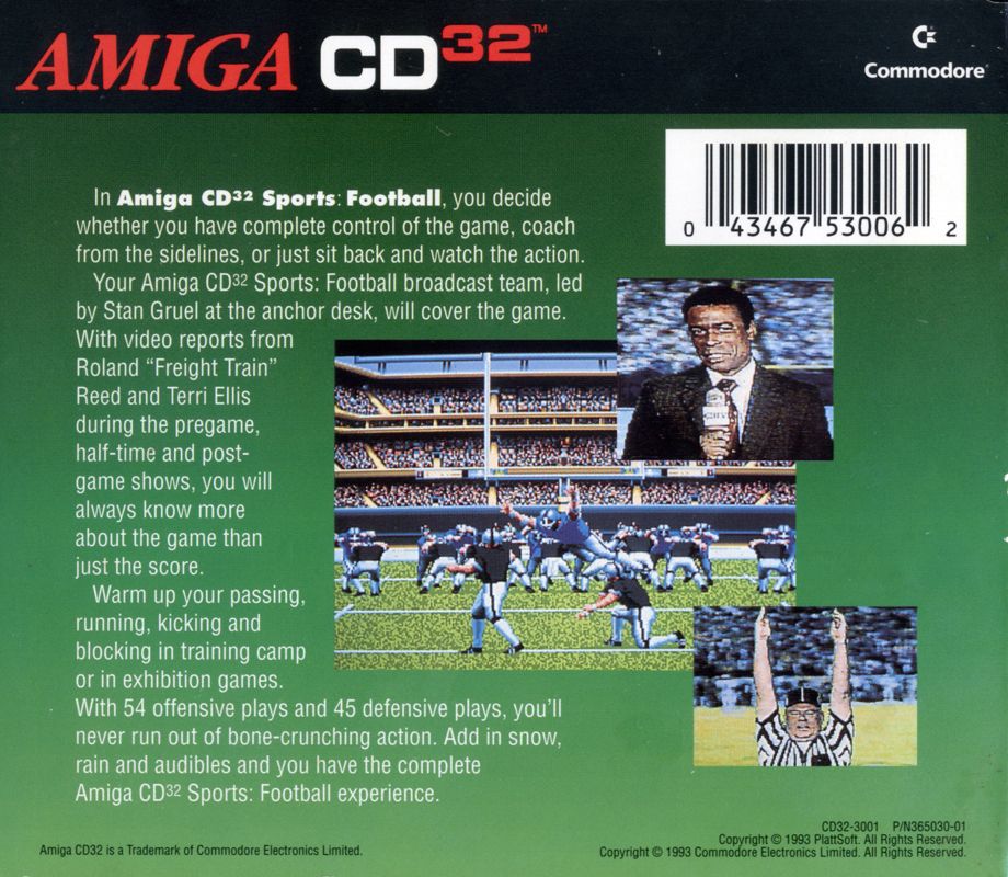 Back Cover for Sports: Football (Amiga CD32)