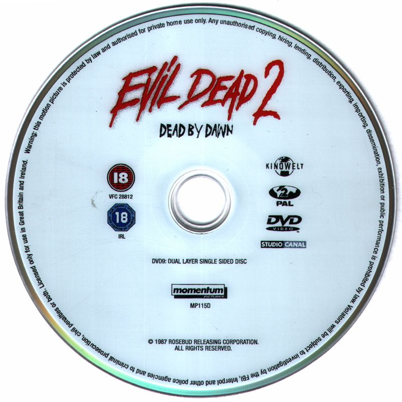 Media for Evil Dead (Special Movie Edition) (PlayStation 2): Movie disc