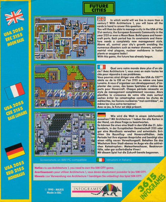 Back Cover for SimCity Graphics Set 2: Future Cities (Amiga)