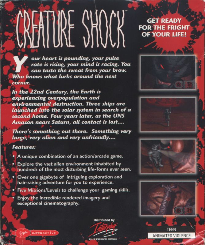 Back Cover for Creature Shock (DOS) (1999 Interplay release)