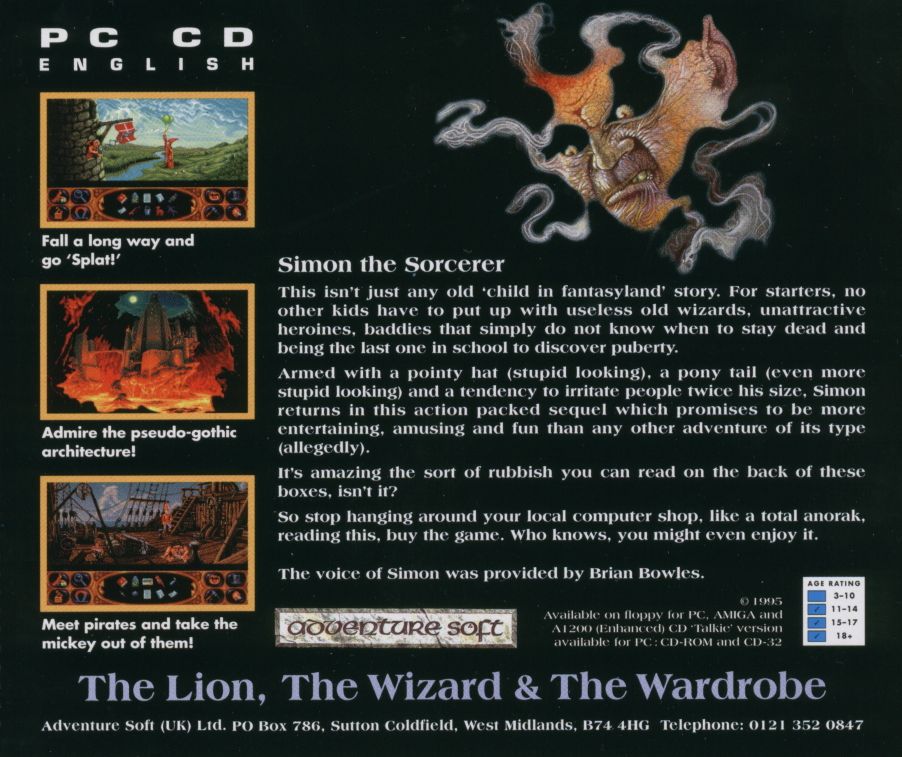 Other for Simon the Sorcerer II: The Lion, the Wizard and the Wardrobe (DOS and Windows): Jewel Case - Back