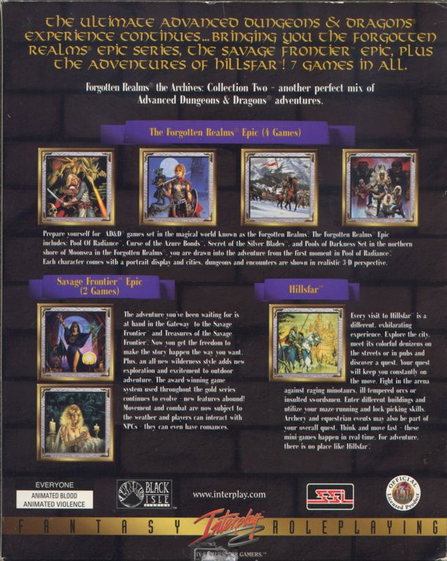 Back Cover for Forgotten Realms: The Archives - Collection Two (DOS)