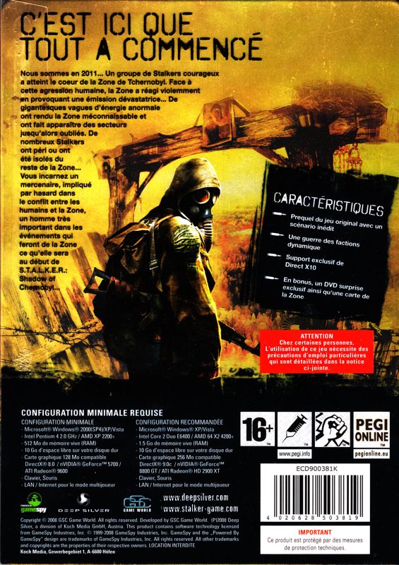 Back Cover for S.T.A.L.K.E.R.: Clear Sky - Prologue (Limited Collector's Edition) (Windows)