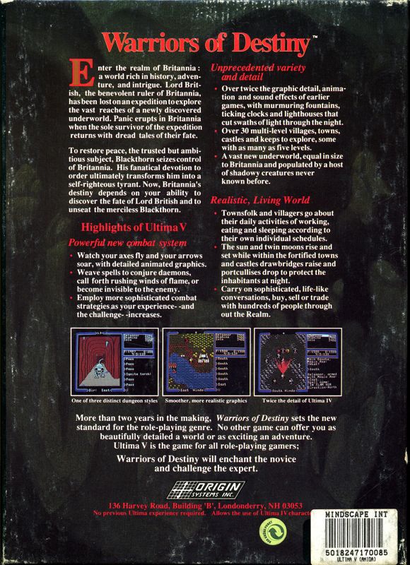 Ultima V: Warriors of Destiny cover or packaging material - MobyGames