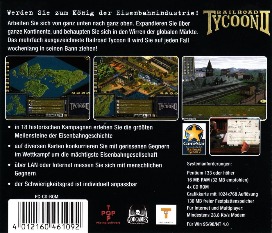 Back Cover for Railroad Tycoon II (Windows) (Software Pyramide Release)