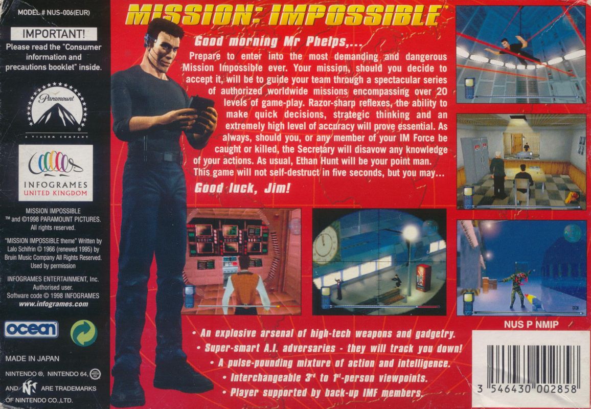 Back Cover for Mission: Impossible (Nintendo 64)