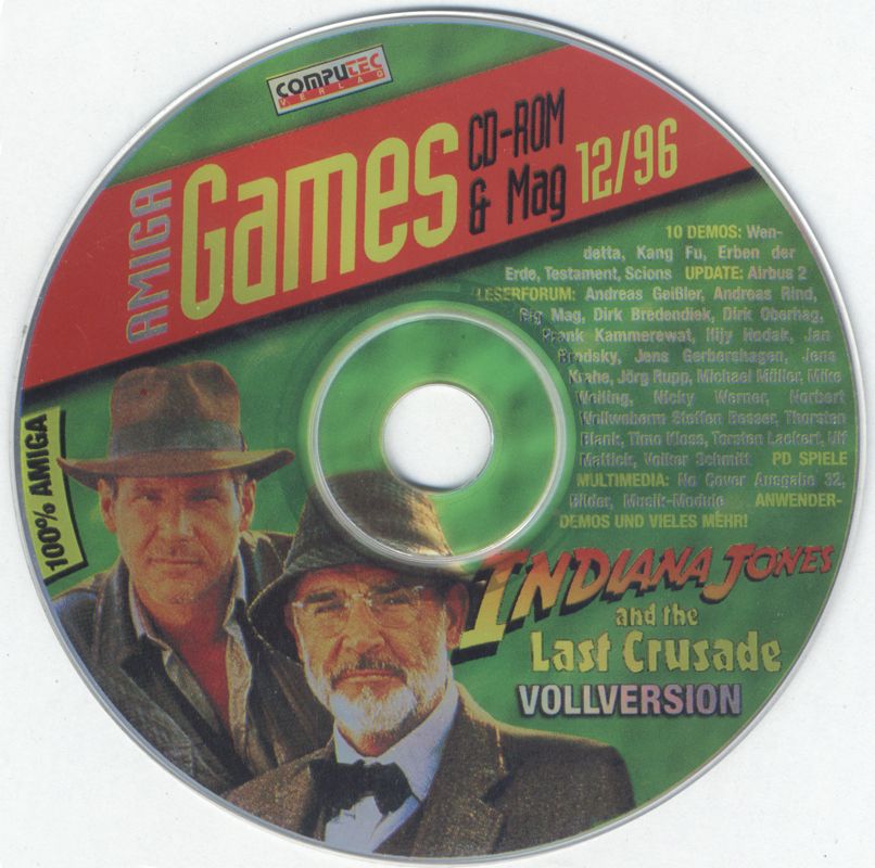 Media for Indiana Jones and the Last Crusade: The Graphic Adventure (Amiga) (Amiga Games 12/96 covermount)