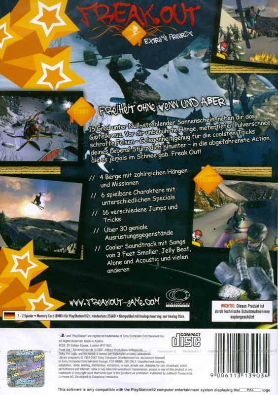 Back Cover for Freak Out: Extreme Freeride (PlayStation 2)