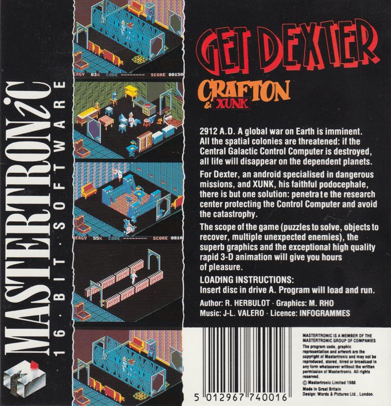 Back Cover for "Get Dexter!" (Atari ST)