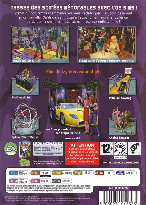 Back Cover for The Sims 2: Nightlife (Windows) (Re-release)