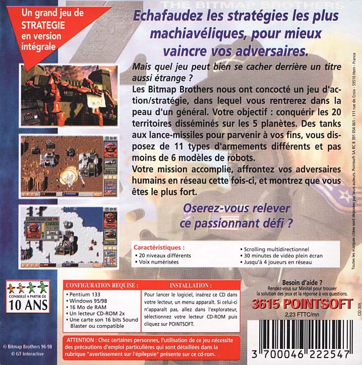 Back Cover for Z (DOS) (Les Grands Jeux - Collection "10 ans de jeux vidéo" release (Pointsoft))