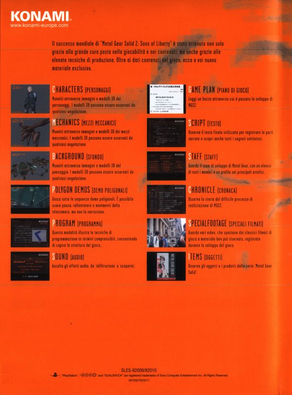 Inside Cover for Metal Gear Solid 2: Substance (PlayStation 2): Left