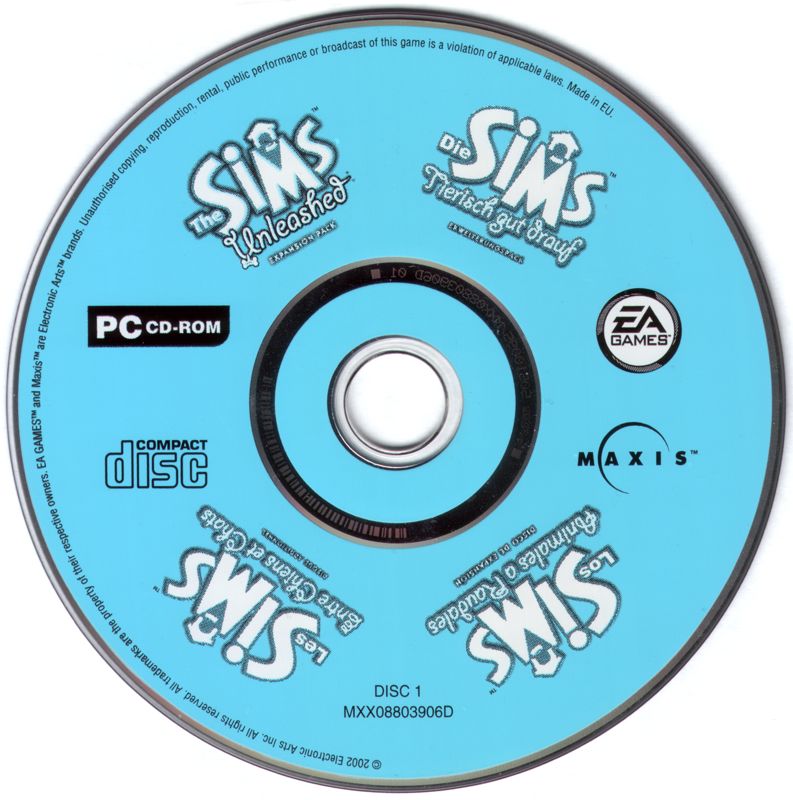 Media for The Sims: Unleashed (Windows): Disc 1