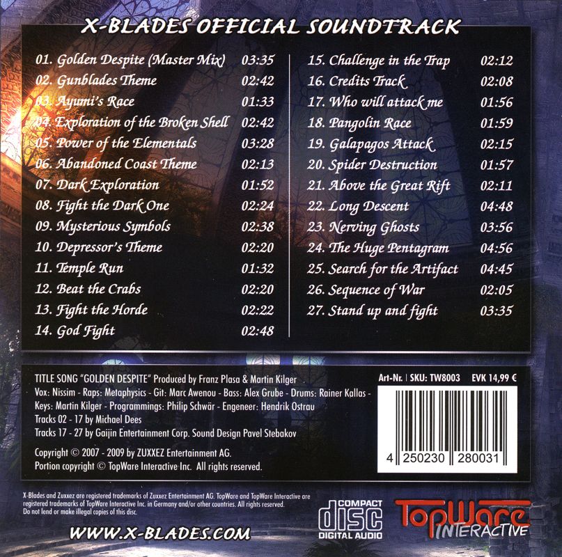Other for X-Blades (Royal Bundle) (Windows): Soundtrack - Sleeve - Back
