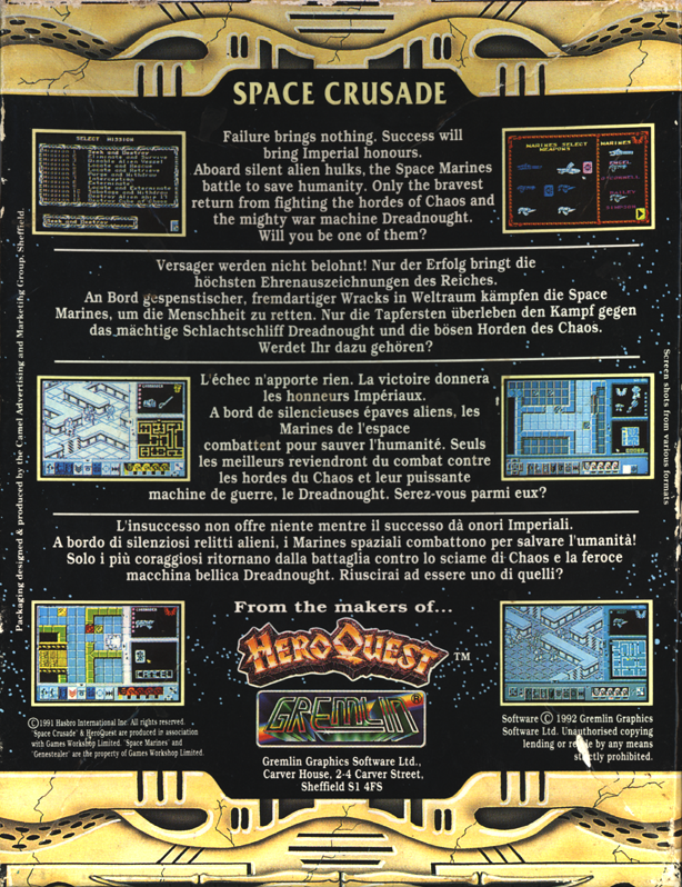Back Cover for Space Crusade (Commodore 64)