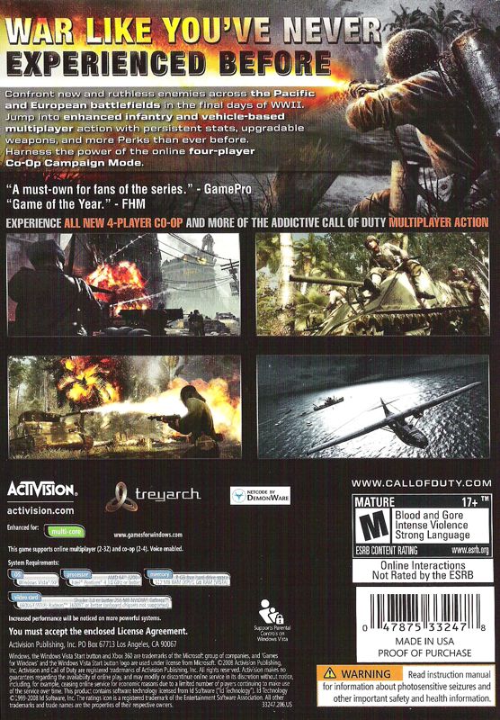 Call of Duty: World at War cover or packaging material - MobyGames