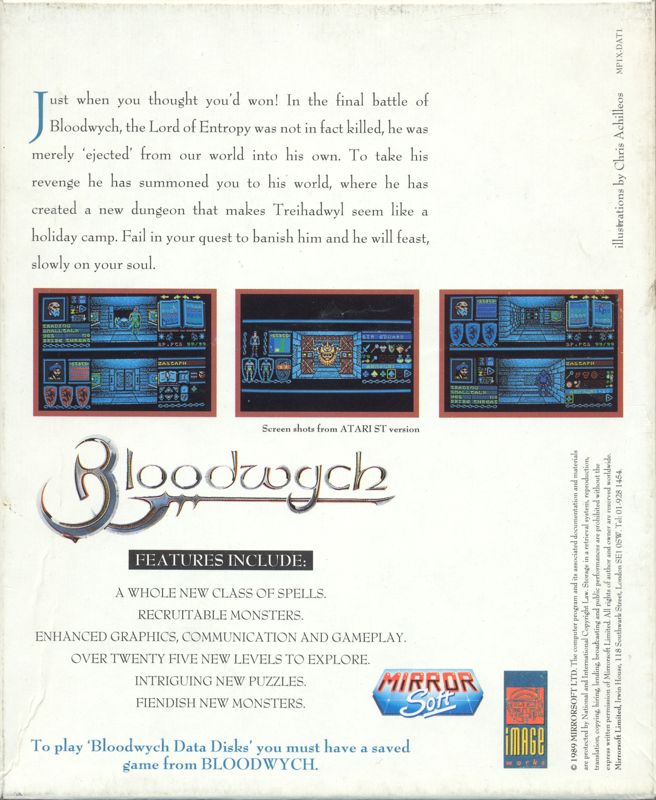 Back Cover for Bloodwych: Data Disks Vol. 1 (Atari ST)