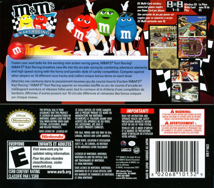 Back Cover for M&M's Kart Racing (Nintendo DS)