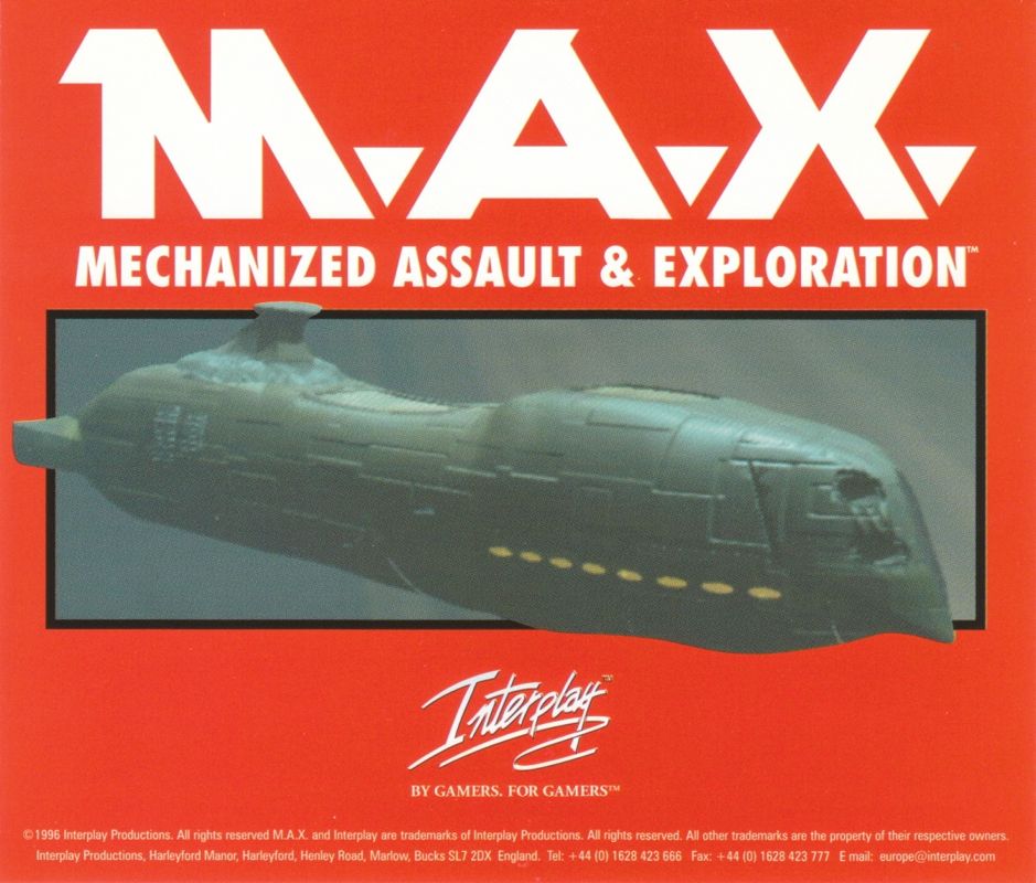 Other for M.A.X.: Mechanized Assault & Exploration (DOS and Windows): Jewel Case - Back