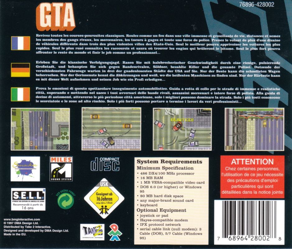 Other for Grand Theft Auto (DOS and Windows) (Take2 Release): Jewel Case - Back