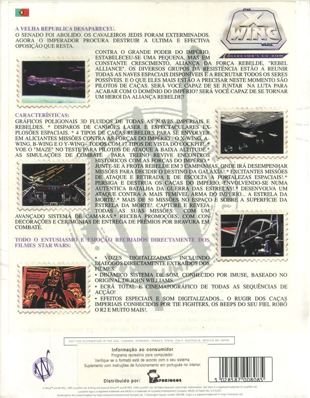 Back Cover for Star Wars: X-Wing - Collector's CD-ROM (DOS) (White Label release)