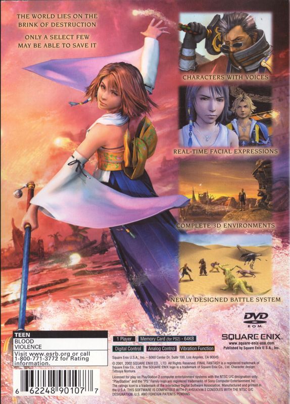 Back Cover for Final Fantasy X (PlayStation 2) (Greatest Hits release)